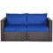 Costway 2PCS Patio Rattan Corner Sofa Sectional Furniture Set Black Cushion Black\Red